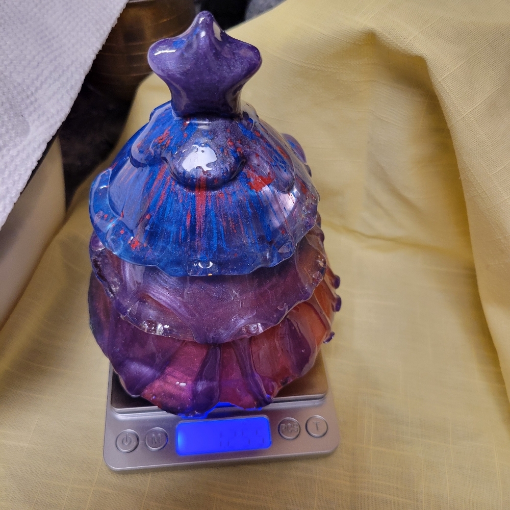"Bisexuali-tree" Handcrafted Purple, Pink & Blue Shimmer Resin Tree Sculpture - Picture 8 of 14